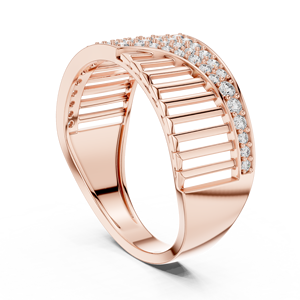 Bague LUXE CASCADE en or rose 18 carats plaqué rhodium avec diamant de laboratoire taillé, style minimaliste, pour mariage, fiançailles, cadeau, usage quotidien, bureau, homme - Product Image 2