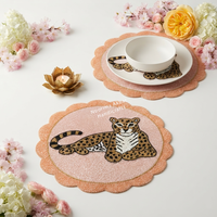 Set de table rond perlé fait main motif léopard avec bord festonné – Tapis de table de luxe – Vente en gros – Fabricant OEM