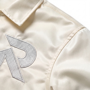 Veste de motard RYDOM pour homme, couleur crème, col rabattu, logo brodé, coupe classique, style décontracté d'automne, coupe-vent en polyester - Product Image 5