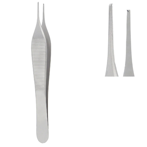Adson Utility Forceps 1 x 2 Teeth 0.5 mm Tip Overall Length 12 cm Stainless Steel Surgical Instrument - Product Image 2