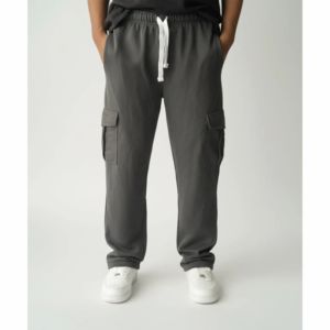 Pantalones Cargo de Estilo Urbano Hip Hop para Hombre, de Forro Polar, Color Liso, de Corte Ancho Oversize, con Cintura Elástica y Teñido Liso - Product Image 2