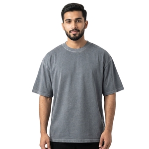 T-shirts Homme 2026 en Gros, Délavés à l'Acide, Coupe Oversize Épaules Dénudées, Couleur Unie, Tendance Décontractée, Marque de Mode, 100% Coton - Product Image 1