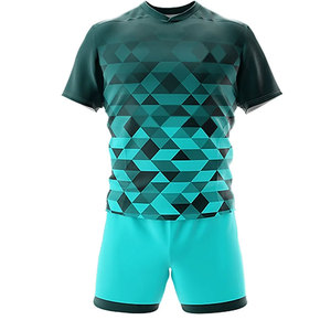 Ensemble de maillot de football pour homme à imprimé géométrique, manches courtes, respirant, coupe athlétique, sublimé, toutes saisons, vêtements de sport pour adultes - Product Image 1