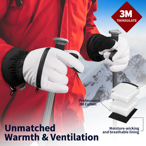 Waterproof Winter Ski <b>Gloves</b> Thermal Insulated Snow <b>Gloves</b> <b>Touchscreen</b> Leather Palm Outdoor Snowboarding Hiking <b>Gloves</b> Custom - Product Image 4