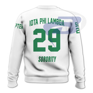 Sweat-shirt à col rond Iota Phi Lambda IPL Sorority 1921, sweat-shirt blanc de qualité supérieure de la sororité grecque IPL avec lettres vertes - Product Image 3