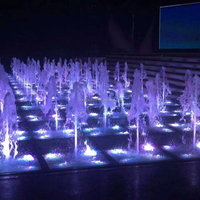 Fontaine musicale moderne DEWY, fontaine sèche extérieure en acier inoxydable, eau colorée, éclairage DMX512, contrôle programmable, garantie de 2 ans