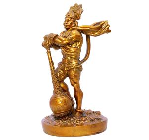 Estatua Tradicional de Lord Hanuman Hecha a Mano en Poliresina Dorada, Ecológica, con Gada, para Decoración del Hogar y Templo, Figura Religiosa - Product Image 2