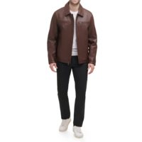 Veste varsity en cuir véritable pour homme, style streetwear, avec col montant, fermeture éclair, garniture en fourrure, doublure intérieure chaude, vêtement d'hiver