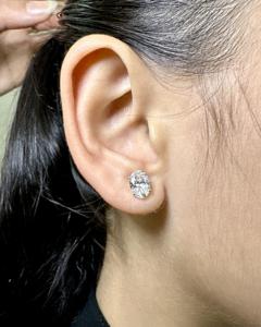 Luxury gold plated 925 <b>silver</b> oval cut solitaire stud <b>earrings</b> fine jewelry women elegant <b>wedding</b> party wear gift design - Product Image 3