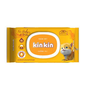 Toallitas húmedas Kinkin de tela no tejida de 100 piezas al mejor precio, toallitas limpiadoras de piel con agua purificada para bebés y niños - Product Image 1
