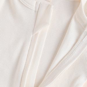 Pelele con cremallera de elastano de bambú de color leche de calidad superior ropa cómoda para bebés - Product Image 3