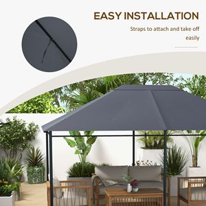 Tetto di Ricambio per Gazebo a Ombrello 10FT X 13FT, Design Contemporaneo, Grigio Scuro per 84C 116 - Product Image 6