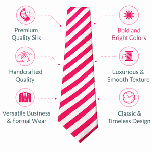 Candy Pink Stripe <b>Polyester</b> <b>Tie</b> for Men | Elegant Woven Necktie | Formal Business Wedding Party | Gift Stylish Durable Accessory - Product Image 5