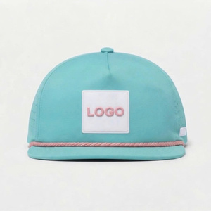 Gorra de béisbol snapback impermeable para exteriores con logotipo de parche de goma de PVC personalizado, visera plana, para golf, tenis, tela de poliéster y spandex, unisex. - Product Image 1