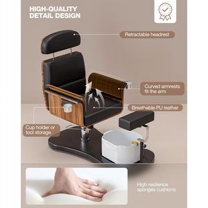 Stazione per Pedicure Ergonomica in Vetro Portatile con Rotazione a 360° e Sollevamento Reclinabile per Formazione Unghie e Trattamenti Spa Piedi - Product Image 6