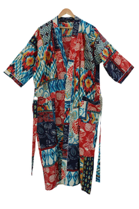 Bata Kimono de Algodón Suave con Estampado de Dibujos Animados para Mujer, Camisón de Verano Hecho a Mano ODM con Cuello en V y Cintura Elástica de Longitud Completa - Product Image 3