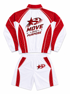Veste de survêtement sportive rouge et blanche, short, impression par transfert thermique, séchage rapide, polyester, vêtements d'extérieur d'été, commande en gros OEM, coupe-vent - Product Image 2