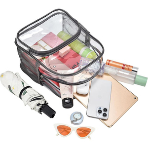 Sac à dos transparent avec poches latérales en filet, coussin d'air, bretelles légères et confortables, poche avant zippée, sac d'école - Product Image 6