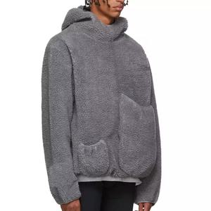 OEM Streetwear Winter Hoodies <b>Men</b> Custom Warm Unisex Thick Two Pockets Micro <b>Sherpa</b> Polar <b>Fleece</b> Pullover Hoodie For <b>Men</b> - Product Image 5