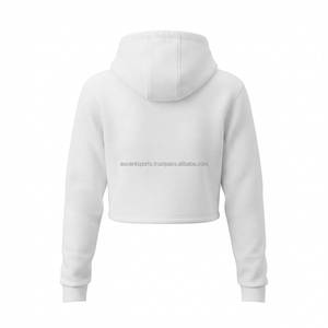 เสื้อฮู้ดครอปท็อปผ้าฟลีซคอตตอน 100% สำหรับผู้หญิง แห้งเร็ว ระบายอากาศดี เป็นมิตรกับสิ่งแวดล้อม มีซับใน สวมใส่สบาย เหมาะสำหรับออกกำลังกาย แขนเสื้อแบบดรอปโชว์เดอร์ รับสั่งทำ - Product Image 5