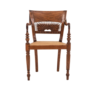เก้าอี้ไม้เนื้อแข็งแบบคลาสสิกพร้อมที่นั่งหวายธรรมชาติและพนักพิงแกะสลัก สำหรับห้องนั่งเล่น โรงแรม และเฟอร์นิเจอร์วิลล่า - Product Image 1
