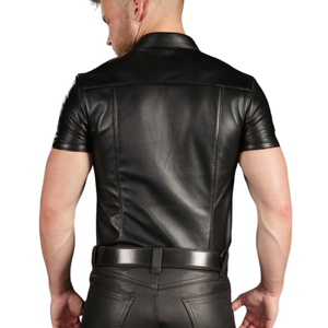 Camisa de Cuero Negra para Hombre, Formal, Sin Mangas, Ecológica, Teñida, Resistente al Viento, Veraniega, Elegante y Cómoda, con Estilo Moderno - Product Image 5