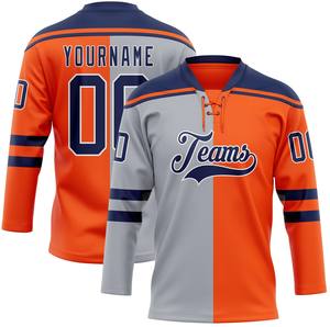 Maillot de hockey sur glace personnalisable de qualité supérieure - 100% polyester, antibactérien, séchage rapide, nom et numéros d'équipe personnalisés, col en V - Product Image 5