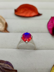 Unique Rainbow Quartz Fire <b>Ring</b> Elegant <b>Crystal</b> Gemstone Jewelry Fashion Statement Gift for Women Girls Colorful Engagement <b>Ring</b> - Product Image 1