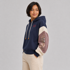 Sweat à capuche brodé pour femme, logo personnalisé, en molleton de coton doux, chaud et respirant, style décontracté streetwear. - Product Image 2