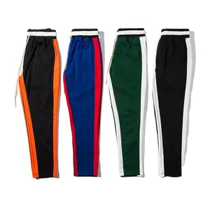 Joggers spor pantolon kontrast yan şerit uzun İpli özel erkek eşofman altları