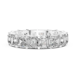 <b>Emerald</b> Cut High Carat Lab Grown Diamond Full Eternity <b>Band</b> 8.00ctw 925 Sterling Silver Unisex <b>Ring</b> IGI Certified Fine Jewelry - Product Image 1