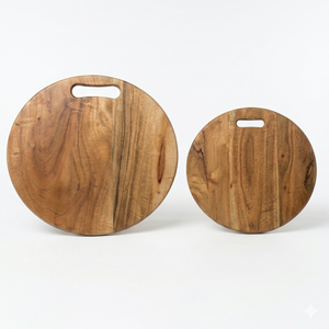 Planche de service ronde en bois d'acacia avec poignée pour le pain et les fruits, idéale pour les charcuteries et les tables à manger lors de l'inauguration de la maison - Product Image 1