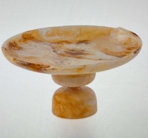 Plato de Resina con Base, Diseño de Mármol Sostenible Hecho a Mano, para Servir Postres, Frutas y Chocolates, Decoración de Mesa para Fiestas - Product Image 1