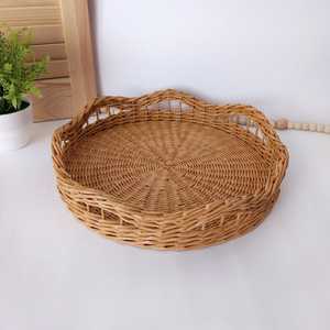 Bandeja de Servir Decorativa de Mimbre Bohemio con Borde Festoneado, Tejida a Mano, Apta para Lavavajillas, para Organización del Hogar, Venta al Por Mayor - Product Image 2