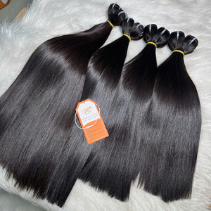 Trame osseuse droite brute un seul donneur couleur naturelle 1B extensions de cheveux humains vendeur vietnamien Double matériau HD dentelle - Product Image 1