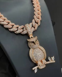 Rose Gold Plated 925 Silver Owl Pendant With Moissanite Stone HipHop Iced Out Two Tone Pendant Protection <b>Spirit</b> Bird Pendant - Product Image 1