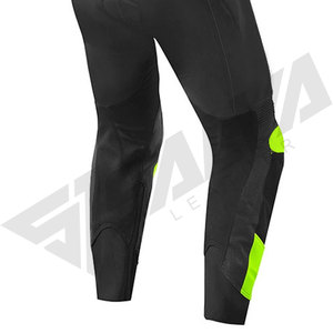 Traje de Motociclismo Salva de Cuero para Hombre, Manga Larga, con Codura, Negro con Bloques de Verde Neón, Resistente al Viento, Equipo de Protección Completo - Product Image 4