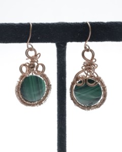 Natural Malachite <b>Hoop</b> Earrings with German <b>Silver</b> – Handmade Gemstone <b>Hoop</b> Jewelry for Women - Product Image 3