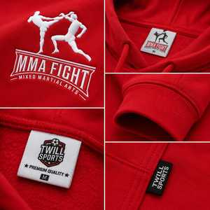 MMA Fight <b>Men's</b> <b>Red</b> Hooded <b>Sweatshirt</b> 100% Cotton Fleece Regular Fit Casual Front Logo Pocket Design Anti-Wrinkle Winter - Product Image 4