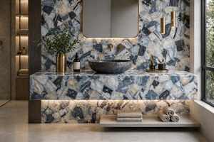 Dalle de pierre d'agate sauvage, panneau rétroéclairé pour décoration intérieure commerciale moderne, agate naturelle semi-précieuse polie - Product Image 5