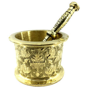 Mortero y Pilón Redondos para Hierbas, Especias y Pimienta, de Latón Chapado en Oro de Primera Calidad, con Buen Diseño - Product Image 1