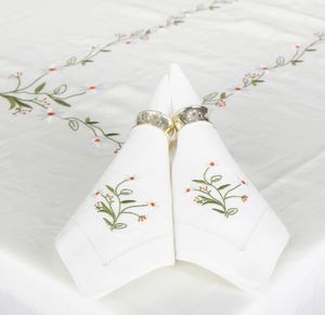 Wholesale Customized Hemstitch Modern Multi-Shape Plant Embossed Cotton Embroidered Florals Durable Washable Full Sizes - Product Image 2
