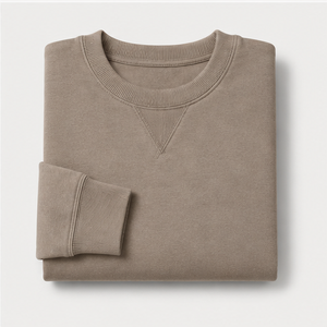 Sweat-shirt personnalisé pour homme, coupe droite classique, col rond classique avec insert en V tonal, en coton pêche, tissu éponge, MCRW-0035 - Product Image 5
