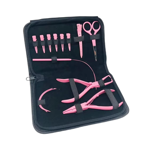 Hot Selling Blush <b>Pink</b> Custom Logo Surgical Grade Stainless Steel Commercial Use Hair Extension Pliers Kit <b>Set</b> with Custom Case - Product Image 3