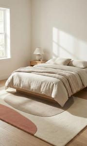 Modern <b>Abstract</b> Geometric Wool Anti-Slip Area Rug Soft Hand Tufted for Living Room Bedroom Minimalist Home Decor - Product Image 4