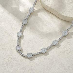 Cadena Chapada en Oro de Joyería Hip Hop, Joyería Fina para Mujer, Collar de Cadena con Diamantes Moissanite - Product Image 1