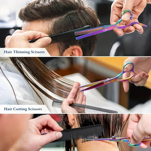En gros, ensembles de ciseaux de coiffure et d'éclaircissement en acier inoxydable, personnalisables, avec vis - Product Image 6