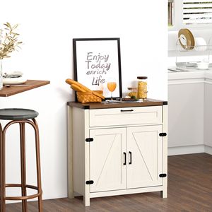 L'armadietto del Buffet della cucina in legno bianco della credenza dello stile della fattoria presenta il cassetto e la mensola per la conservazione della cucina - Product Image 4