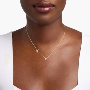 Chain-Set Initial N <b>Necklace</b> With Lab-Grown Diamonds In Yellow Gold - Product Image 6
