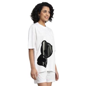 Best Selling <b>White</b> Cartoon Printed Twin Set for <b>Women</b> Custom Oversized T-Shirt and <b>Shorts</b> Good For Sports Wear And Casual Wear - Product Image 5